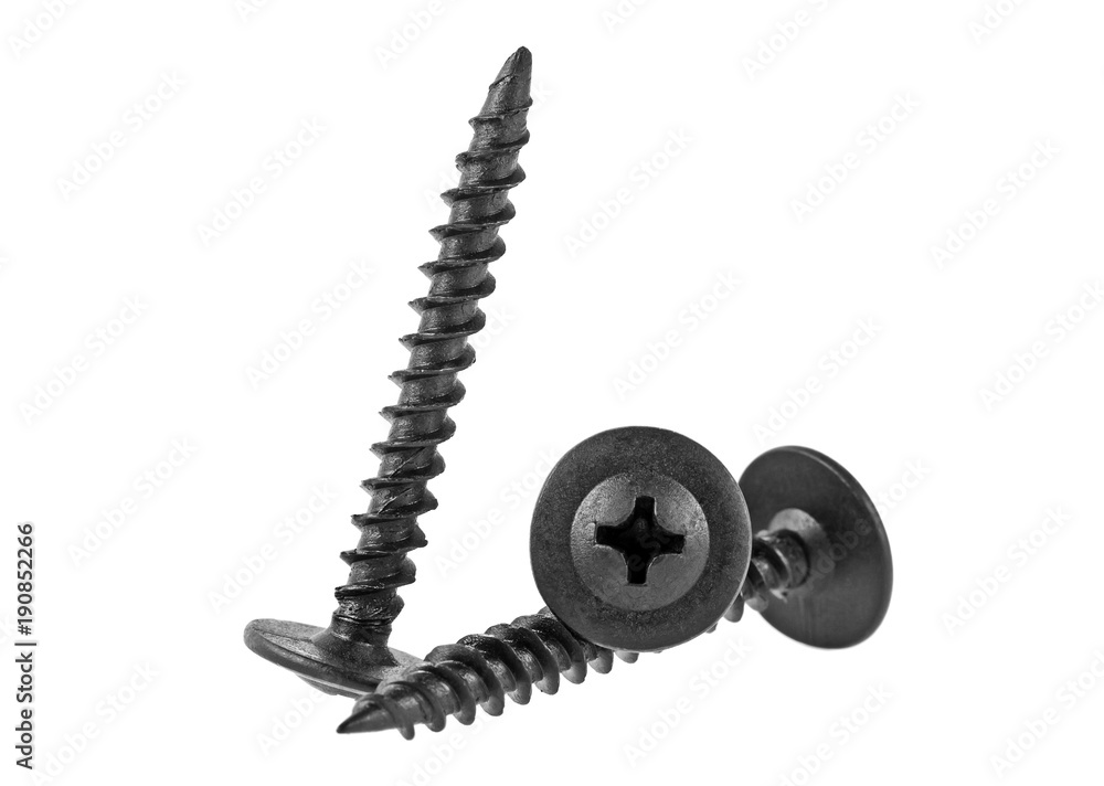 Poster group of black screws isolated on a white background