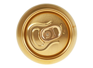 Beer can on a white background, top view