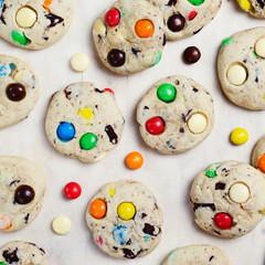 Homemade Cookies with Colorful Chocolate Candies