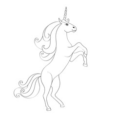 Fairy-tale Unicorn, sketch for coloring book