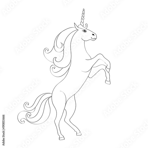 Fairy Tale Unicorn Sketch For Coloring Book