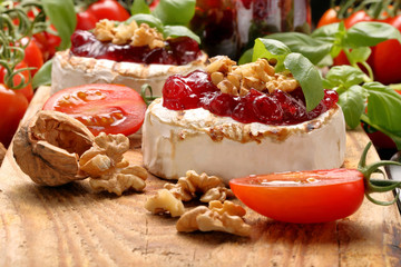 Grilled cheese with cranberry jam and walnuts