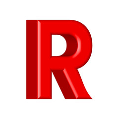 3d shiny red font made of plastic - R letter
