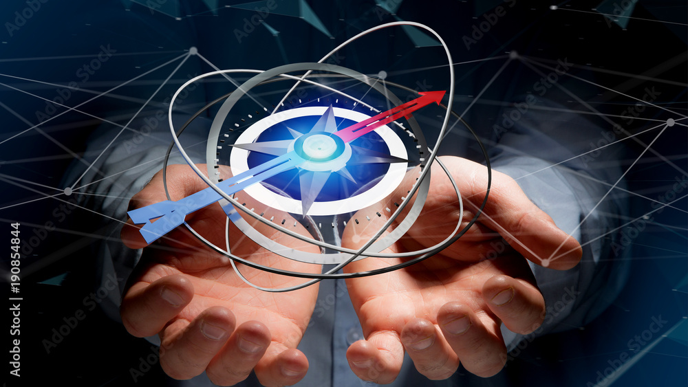 Poster connected world map on a uniform background