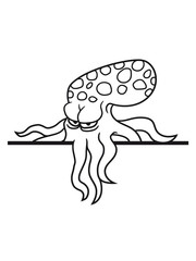 mauer text feld leer schreiben blick böse gefährlich oktopus tentakel unterwasser tintenfisch riesenkrake kraken comic cartoon design clipart