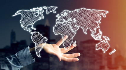 Connected world map on a uniform background