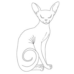 cat black and white sketch cartoon doodle. vector