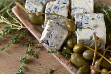 Blue cheese , capers thyme.