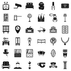 Homely atmosphere icons set, simple style