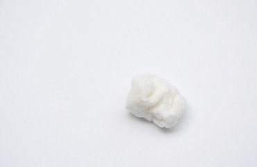 Fototapeta na wymiar wet facial tissue paper crumbling on white background