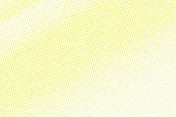 Yellow white dotted halftone. Bright diagonal halftone vector background.