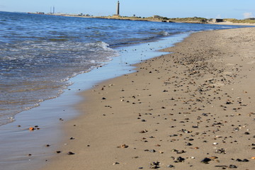 Lighthouse, Skagen Grå Fyr, Denmark. North Sea Coast.