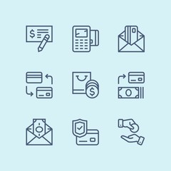 Outline Payment, money, finance, card and cash vector line icons for web and mobile design pack 3