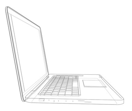 recommend clip art: laptop computer notebook outline vector