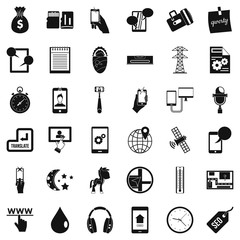 Mobile use icons set, simple style