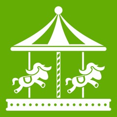 Merry go round horse ride icon green