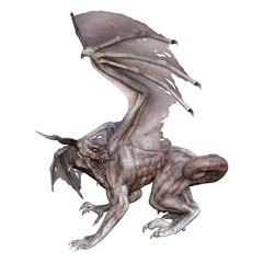 3D Rendering Fantasy Vampire Dragon on White