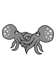kampf kämpfen duell 2 feinde qualle riesig groß böse gefährlich oktopus tentakel unterwasser tintenfisch riesenkrake kraken comic cartoon design clipart