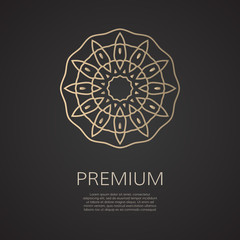 Golden mandala shape. Gradient premium logotype. Isolated islamic logo. Business identity concept.