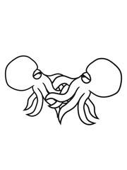 kampf kämpfen duell 2 feinde qualle riesig groß böse gefährlich oktopus tentakel unterwasser tintenfisch riesenkrake kraken comic cartoon design clipart
