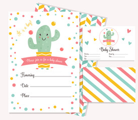 Baby shower card with cute cactus.