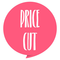 Price Cut tag. Red color, isolated on white.