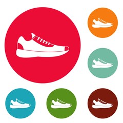 Sneakers icons circle set vector isolated on white background