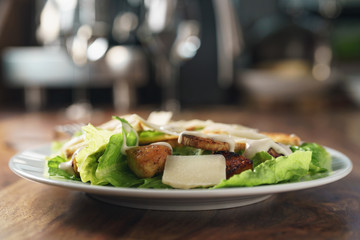 caesar salad with closeup