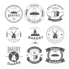 Set of Nine Bakery Label and Badges Design Templates. Vector