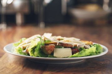 caesar salad with closeup