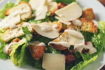 caesar salad with closeup