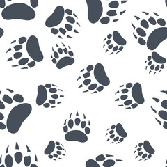 Bear Claw. Bear Footprint Seamless Pattern. Vector