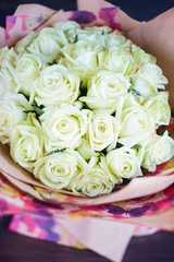 White roses in a bouquet