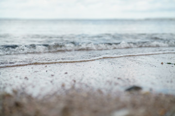 Fototapeta na wymiar closeup shot of baltic sea shore at autumn morning