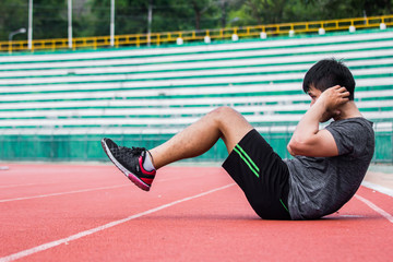 Sit-up at the stadium