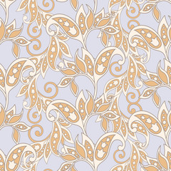 elegance seamless pattern with flowers and leaf, vector floral illustration 