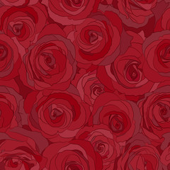 red roses seamless vector pattern