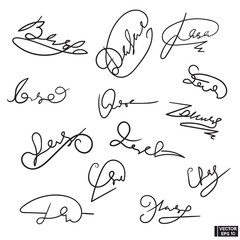 Set of hand-drawn signatures.