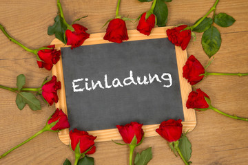Rosen und Tafel: Einladung