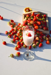 healthy food strawberry yogurt and strawberry fruits