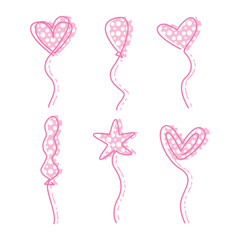 Vector Set Hearts Balloons Star

