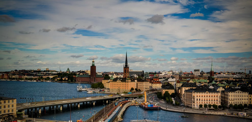 Obraz premium Panorama aerial view to Stokholm from Katarina viewpoint at Stokholm , Sweden
