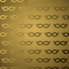 Masquerade mask golden gradient seamless pattern. Luxe card background.