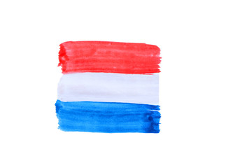 netherlandish flag painted with watercolor on white background