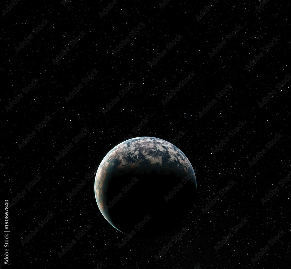 Canvas Prints moon surface. realistic 3d render of moon and space. space and planet. satellite. nebula. stars. ele