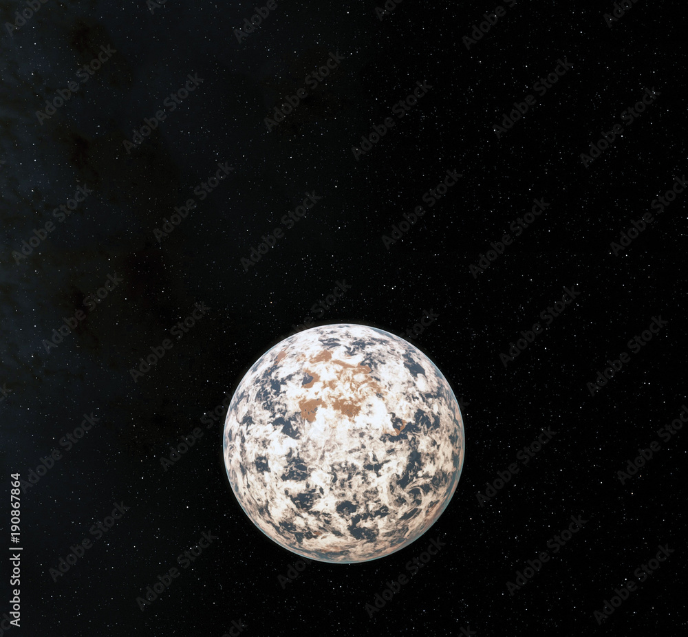 Wall mural moon surface. realistic 3d render of moon and space. space and planet. satellite. nebula. stars. ele