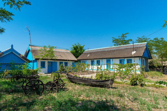 Letea, Danube Delta, Romania, August 2017: Old Traditional House in Letea Village, Danube Delta, Romania