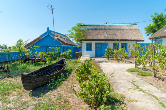 Letea, Danube Delta, Romania, August 2017: Traditional House in Delta Dunarii (Danube Delta) Romania