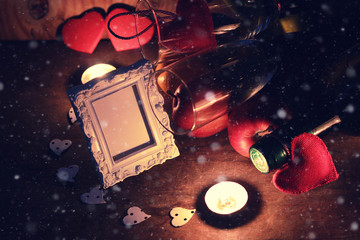 Wine candle valentine heart