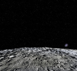 Naklejka na ściany i meble Moon surface. Realistic 3d render of moon and space. Space and planet. Satellite. Nebula. Stars. Elements of this image furnished by NASA.